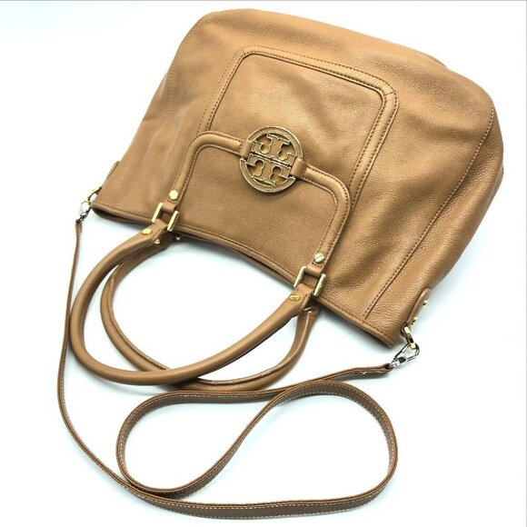 TORY BURCH Amanda Hand Bag Shoulder Bag Tote Bag Leather Camel Brown - Picture 11 of 13